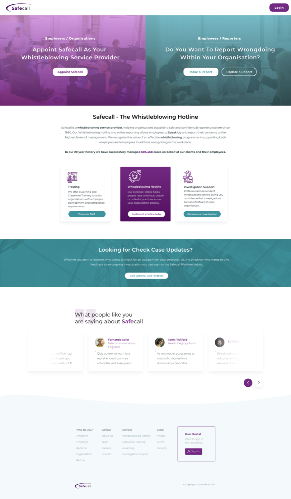 Safecall — full website design